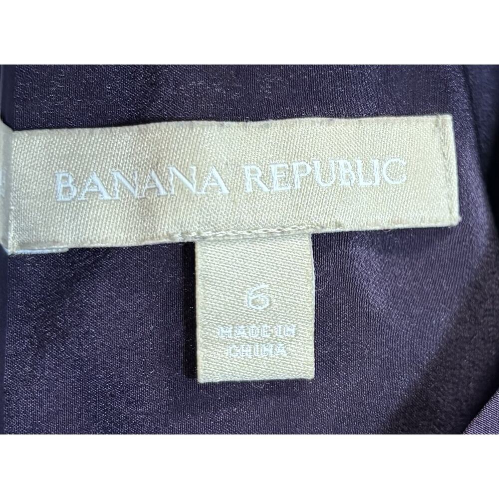 Banana Republic Silk Blouse Petite 6 Purple Minimalist 3/4 Sleeve‎ Top Chic - Picture 6 of 7